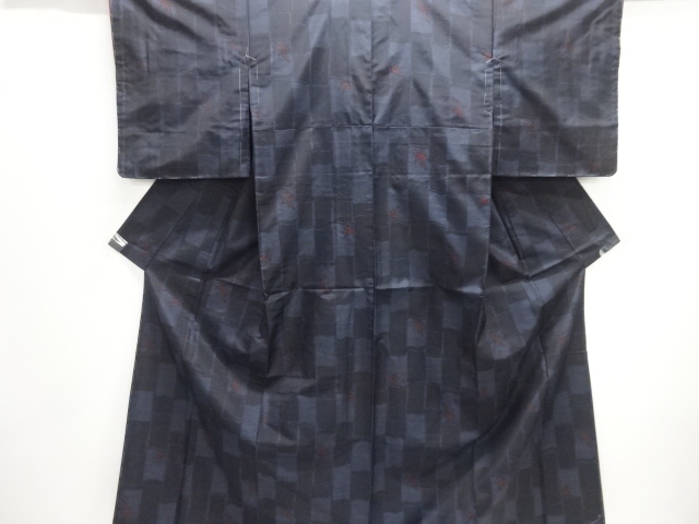 JAPANESE KIMONO / UNUSED KIMONO ENSEMBLE / SILK / DORO OSHIMA TSUMUGI / WOVEN ABSTRACT BAMBOO GRASS